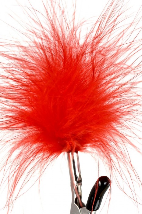 Зажимы для сосков с красным пухом Theatre - ToyFa - купить с доставкой в Люберцах